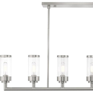 HomeRoots Six Light Dimmable Chandelier with Sleek Cylindrical Shades for Modern Elegance and Versatile Style 687168