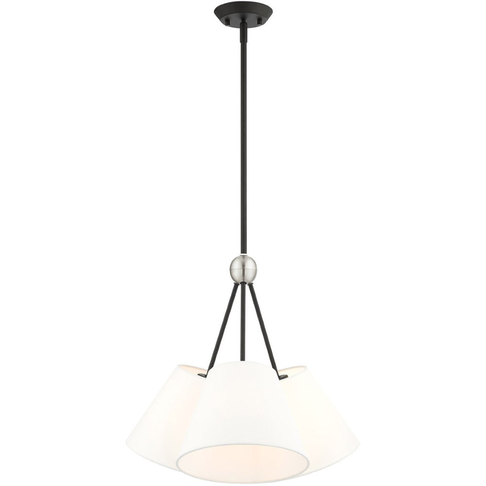 HomeRoots Black Three-Light Dimmable Chandelier with Cylinder Shades for Modern Spaces and Versatile Ambiance 687169