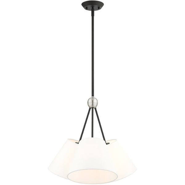 HomeRoots Black Three-Light Dimmable Chandelier with Cylinder Shades for Modern Spaces and Versatile Ambiance 687169