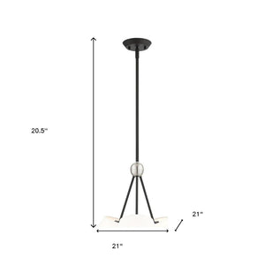 HomeRoots Black Three-Light Dimmable Chandelier with Cylinder Shades for Modern Spaces and Versatile Ambiance 687169