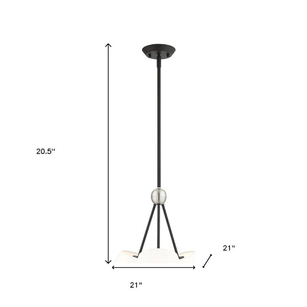 HomeRoots Black Three-Light Dimmable Chandelier with Cylinder Shades for Modern Spaces and Versatile Ambiance 687169