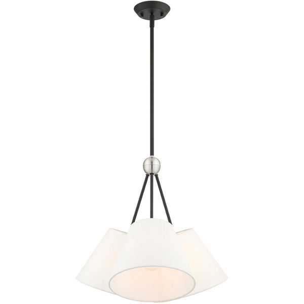 HomeRoots Black Three-Light Dimmable Chandelier with Cylinder Shades for Modern Spaces and Versatile Ambiance 687169