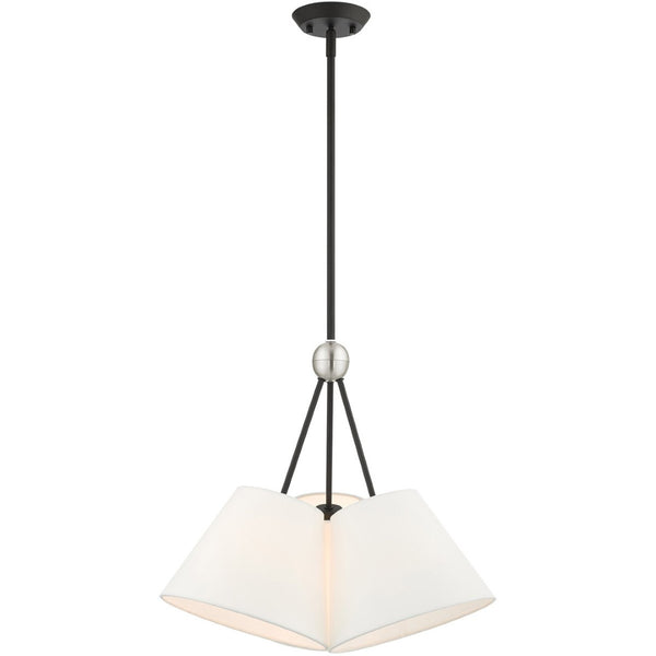 HomeRoots Black Three-Light Dimmable Chandelier with Cylinder Shades for Modern Spaces and Versatile Ambiance 687169