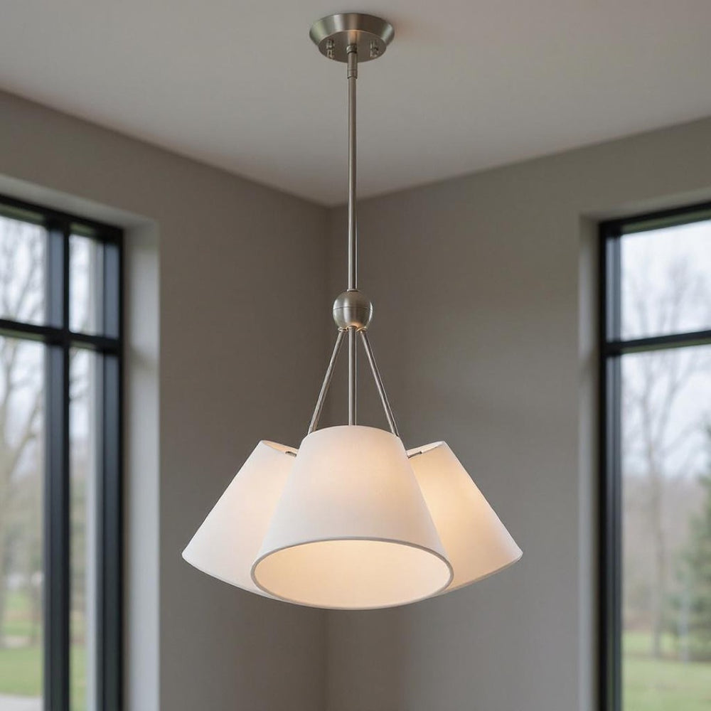 HomeRoots Three Light Dimmable Chandelier - Elegant Cylinder Design for Modern Spaces, Adjustable Ambiance & Style 687170