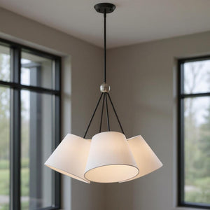 HomeRoots Black Four-Light Dimmable Chandelier with Unique Shades for Modern & Transitional Home Décor 687171
