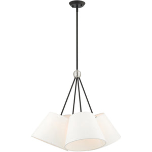 HomeRoots Black Four-Light Dimmable Chandelier with Unique Shades for Modern & Transitional Home Décor 687171