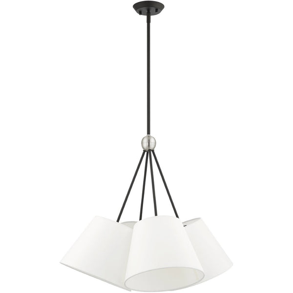 HomeRoots Black Four-Light Dimmable Chandelier with Unique Shades for Modern & Transitional Home Décor 687171