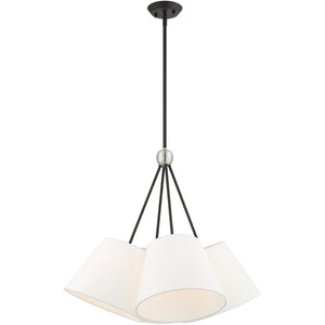 HomeRoots Black Four-Light Dimmable Chandelier with Unique Shades for Modern & Transitional Home Décor 687171