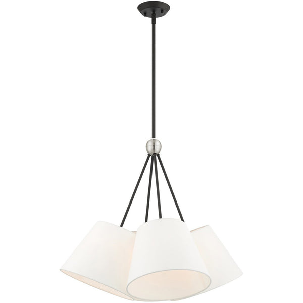 HomeRoots Black Four-Light Dimmable Chandelier with Unique Shades for Modern & Transitional Home Décor 687171