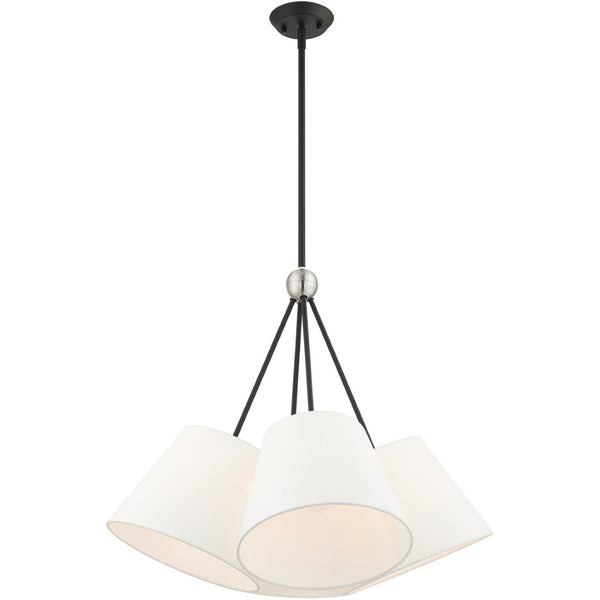 HomeRoots Black Four-Light Dimmable Chandelier with Unique Shades for Modern & Transitional Home Décor 687171