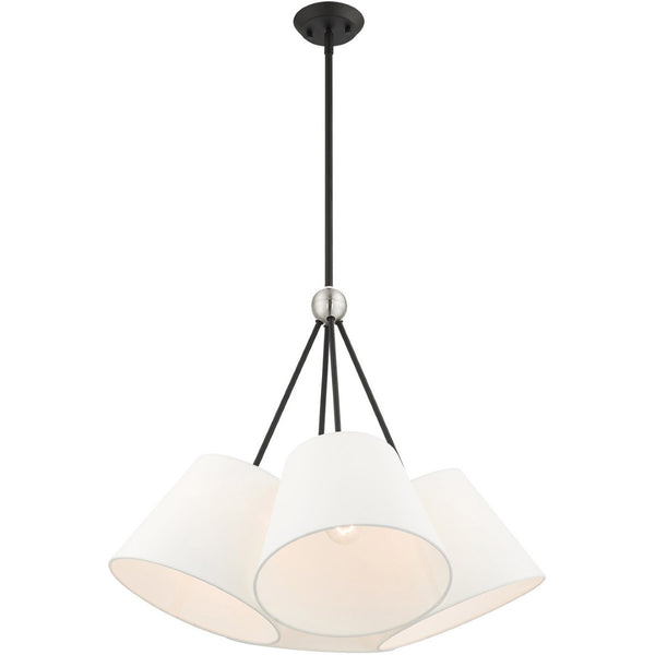 HomeRoots Black Four-Light Dimmable Chandelier with Unique Shades for Modern & Transitional Home Décor 687171
