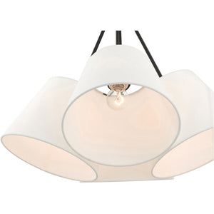 HomeRoots Black Four-Light Dimmable Chandelier with Unique Shades for Modern & Transitional Home Décor 687171