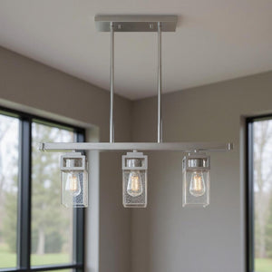 HomeRoots Three Light Dimmable Chandelier – Modern Steel Fixture with Sleek Shades for Stylish Illumination 687173