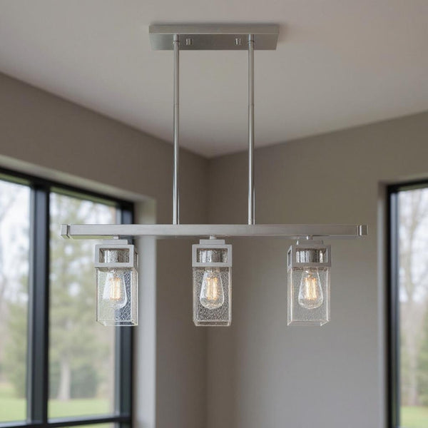 HomeRoots Three Light Dimmable Chandelier – Modern Steel Fixture with Sleek Shades for Stylish Illumination 687173