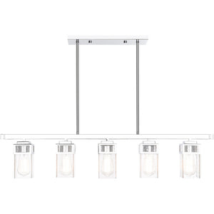 HomeRoots Five Light Dimmable Chandelier - Sleek Cylinder Design for Modern Interiors & Flexible Lighting Control 687174