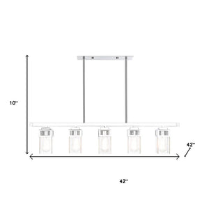 HomeRoots Five Light Dimmable Chandelier - Sleek Cylinder Design for Modern Interiors & Flexible Lighting Control 687174