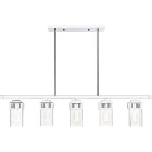 HomeRoots Five Light Dimmable Chandelier - Sleek Cylinder Design for Modern Interiors & Flexible Lighting Control 687174