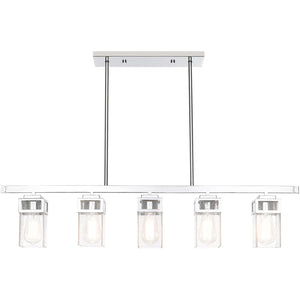 HomeRoots Five Light Dimmable Chandelier - Sleek Cylinder Design for Modern Interiors & Flexible Lighting Control 687174