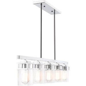 HomeRoots Five Light Dimmable Chandelier - Sleek Cylinder Design for Modern Interiors & Flexible Lighting Control 687174