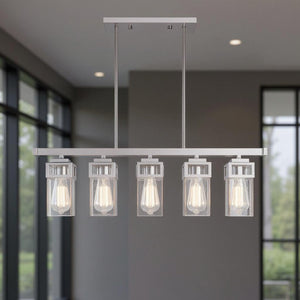 HomeRoots Five Light Dimmable Chandelier - Sleek Cylinder Design for Modern Interiors & Flexible Lighting Control 687174