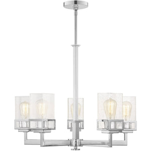 HomeRoots Five Light Dimmable Chandelier – Modern Steel Shades for Stylish Ambiance in Any Space 687175