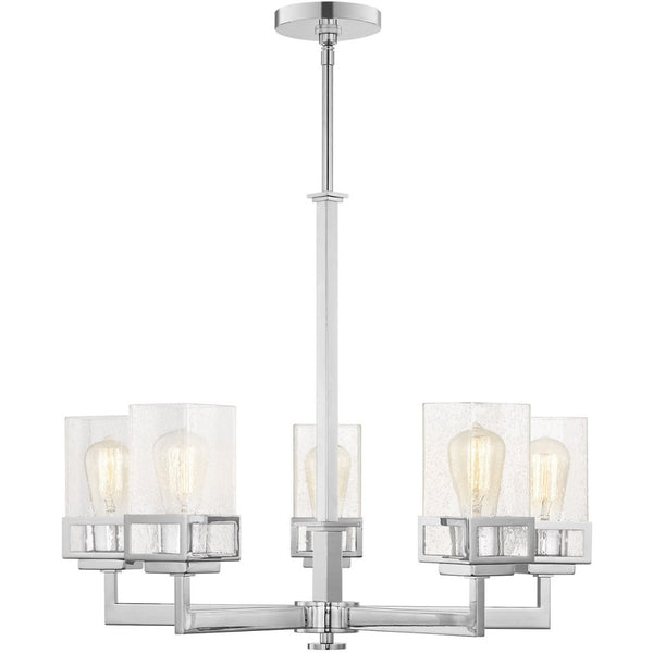 HomeRoots Five Light Dimmable Chandelier – Modern Steel Shades for Stylish Ambiance in Any Space 687175