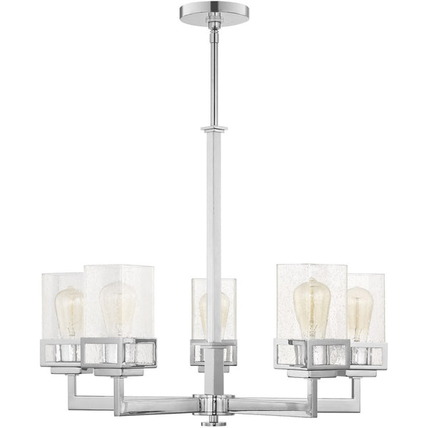 HomeRoots Five Light Dimmable Chandelier – Modern Steel Shades for Stylish Ambiance in Any Space 687175