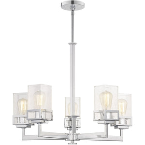 HomeRoots Five Light Dimmable Chandelier – Modern Steel Shades for Stylish Ambiance in Any Space 687175