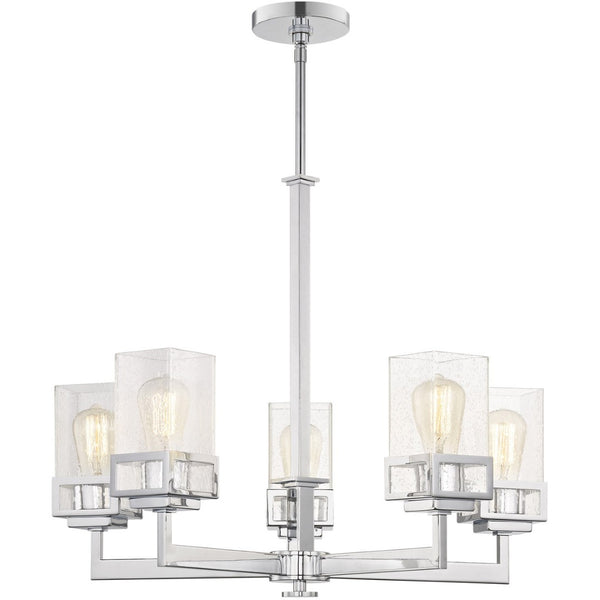 HomeRoots Five Light Dimmable Chandelier – Modern Steel Shades for Stylish Ambiance in Any Space 687175
