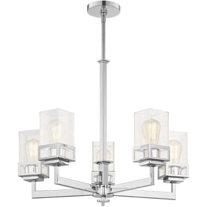HomeRoots Five Light Dimmable Chandelier – Modern Steel Shades for Stylish Ambiance in Any Space 687175