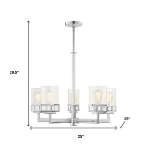 HomeRoots Five Light Dimmable Chandelier – Modern Steel Shades for Stylish Ambiance in Any Space 687175