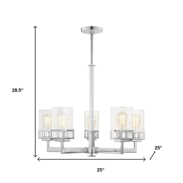 HomeRoots Five Light Dimmable Chandelier – Modern Steel Shades for Stylish Ambiance in Any Space 687175