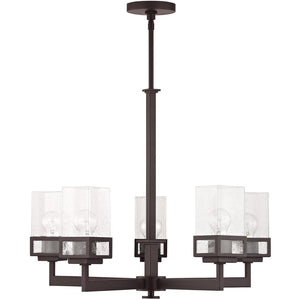 HomeRoots Bronze Five-Light Dimmable Chandelier with Cylinder Shades - Elegant Design for Any Space 687176