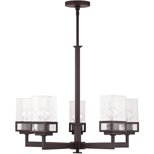 HomeRoots Bronze Five-Light Dimmable Chandelier with Cylinder Shades - Elegant Design for Any Space 687176