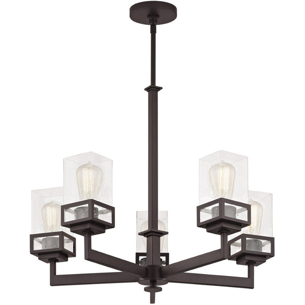 HomeRoots Bronze Five-Light Dimmable Chandelier with Cylinder Shades - Elegant Design for Any Space 687176