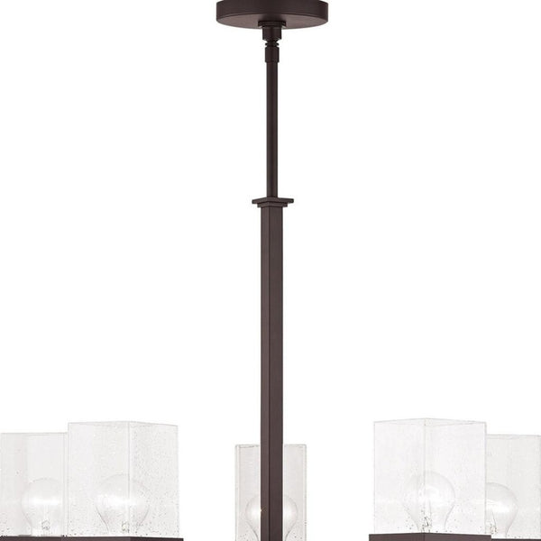 HomeRoots Bronze Five-Light Dimmable Chandelier with Cylinder Shades - Elegant Design for Any Space 687176