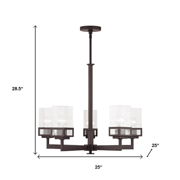 HomeRoots Bronze Five-Light Dimmable Chandelier with Cylinder Shades - Elegant Design for Any Space 687176