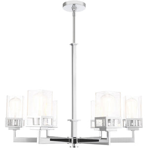 HomeRoots Six Light Dimmable Chandelier - Modern Cylinder Shades, Durable Steel, Perfect for Any Room Ambiance! 687177