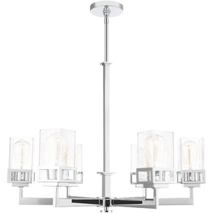HomeRoots Six Light Dimmable Chandelier - Modern Cylinder Shades, Durable Steel, Perfect for Any Room Ambiance! 687177