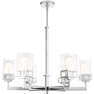 HomeRoots Six Light Dimmable Chandelier - Modern Cylinder Shades, Durable Steel, Perfect for Any Room Ambiance! 687177