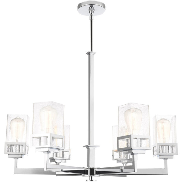 HomeRoots Six Light Dimmable Chandelier - Modern Cylinder Shades, Durable Steel, Perfect for Any Room Ambiance! 687177