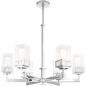 HomeRoots Six Light Dimmable Chandelier - Modern Cylinder Shades, Durable Steel, Perfect for Any Room Ambiance! 687177