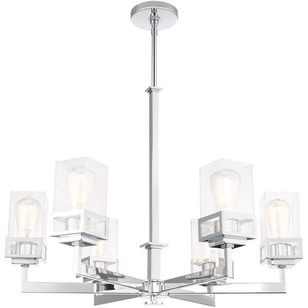HomeRoots Six Light Dimmable Chandelier - Modern Cylinder Shades, Durable Steel, Perfect for Any Room Ambiance! 687177