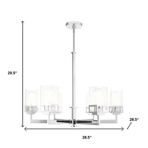 HomeRoots Six Light Dimmable Chandelier - Modern Cylinder Shades, Durable Steel, Perfect for Any Room Ambiance! 687177