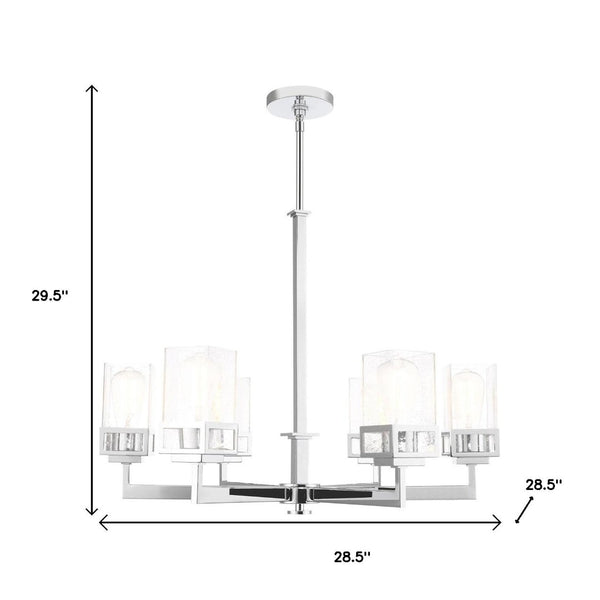 HomeRoots Six Light Dimmable Chandelier - Modern Cylinder Shades, Durable Steel, Perfect for Any Room Ambiance! 687177