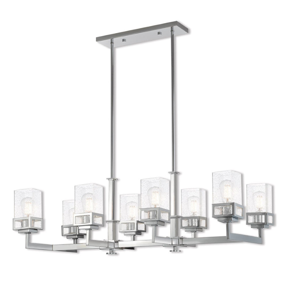 HomeRoots Eight Light Dimmable Chandelier - Modern Cylindrical Design with Fabric Shades for Elegant Spaces 687178