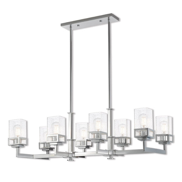 HomeRoots Eight Light Dimmable Chandelier - Modern Cylindrical Design with Fabric Shades for Elegant Spaces 687178