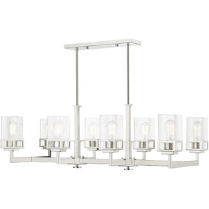 HomeRoots Eight Light Dimmable Chandelier - Modern Cylindrical Design with Fabric Shades for Elegant Spaces 687178