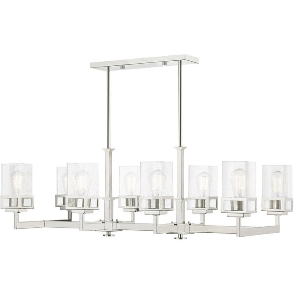 HomeRoots Eight Light Dimmable Chandelier - Modern Cylindrical Design with Fabric Shades for Elegant Spaces 687178