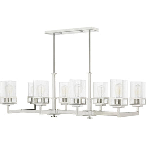 HomeRoots Eight Light Dimmable Chandelier - Modern Cylindrical Design with Fabric Shades for Elegant Spaces 687178